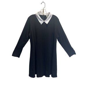 Black Long-Sleeve Dress With White Peter Pan Collar XXL Aphrodite